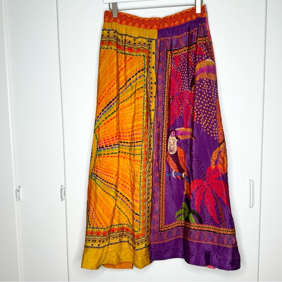 NEW FARM RIO Mixed Scarves Midi Skirt In Multicolor Size Medium - Picture 9 of 16